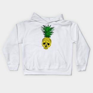 tropical pineapple skull in black Kids Hoodie